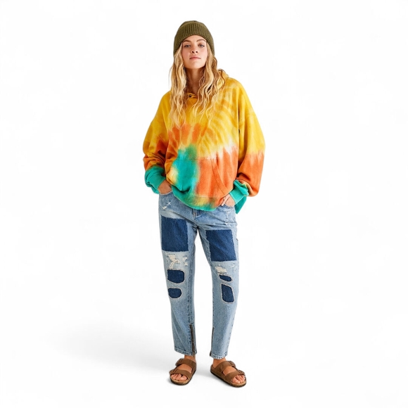 One Teaspoon Patchwork Moto Boho Crop Jeans – Laid-Back Weekend Vibes Sz 26 - Picture 1 of 10